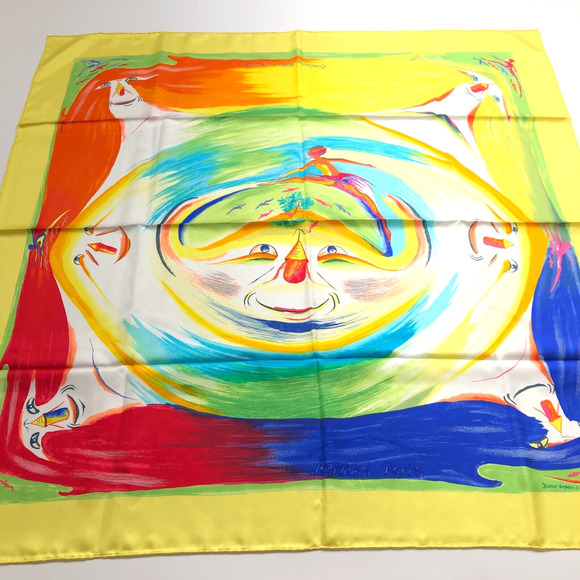 Hermes Paris Smiles In Third Millenary NEW 100% Silk Scarf France RARE 35x34 HRJ - Picture 6 of 14